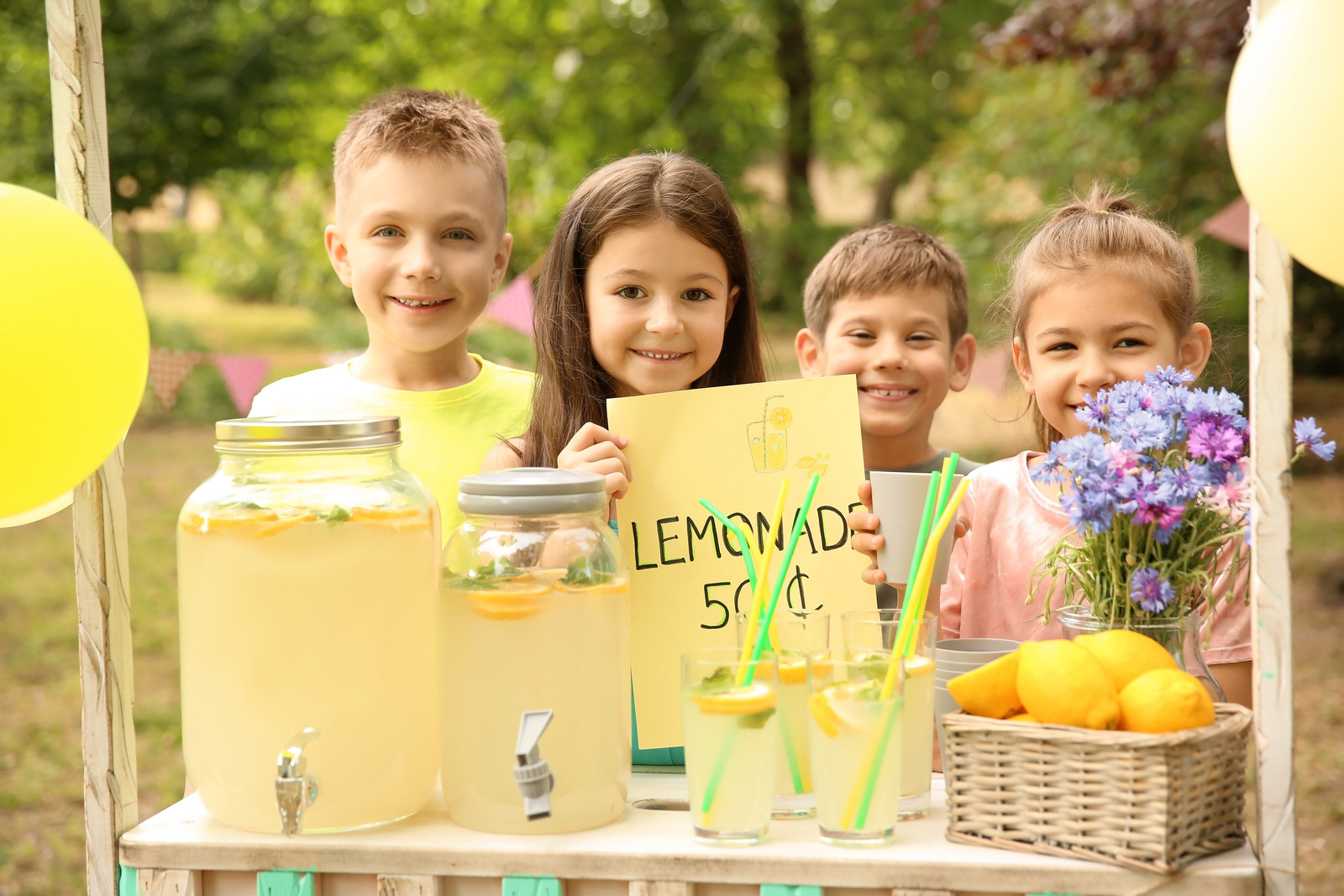 children selling lemonade